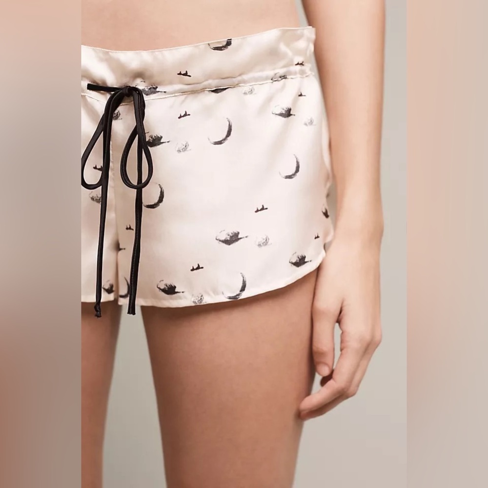 Anthropologie GemPicket Nolita Silk Sleep Shorts Abstract Moon Print S